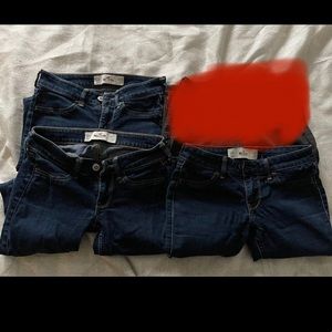 3 pairs of hollister dark wash wash jeggings